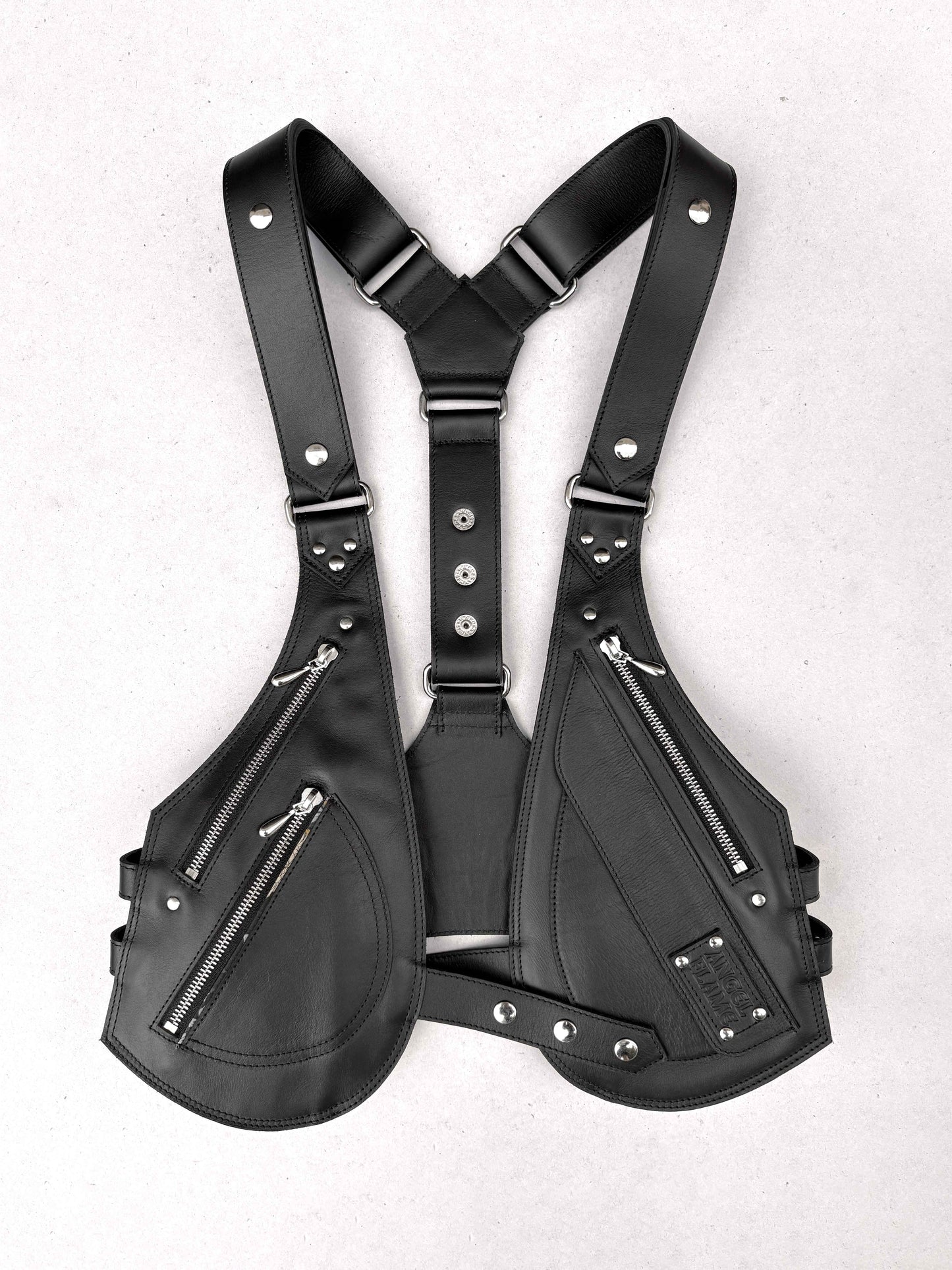 Obsidiana - BOLSO ARNÉS DE PIEL – Plata