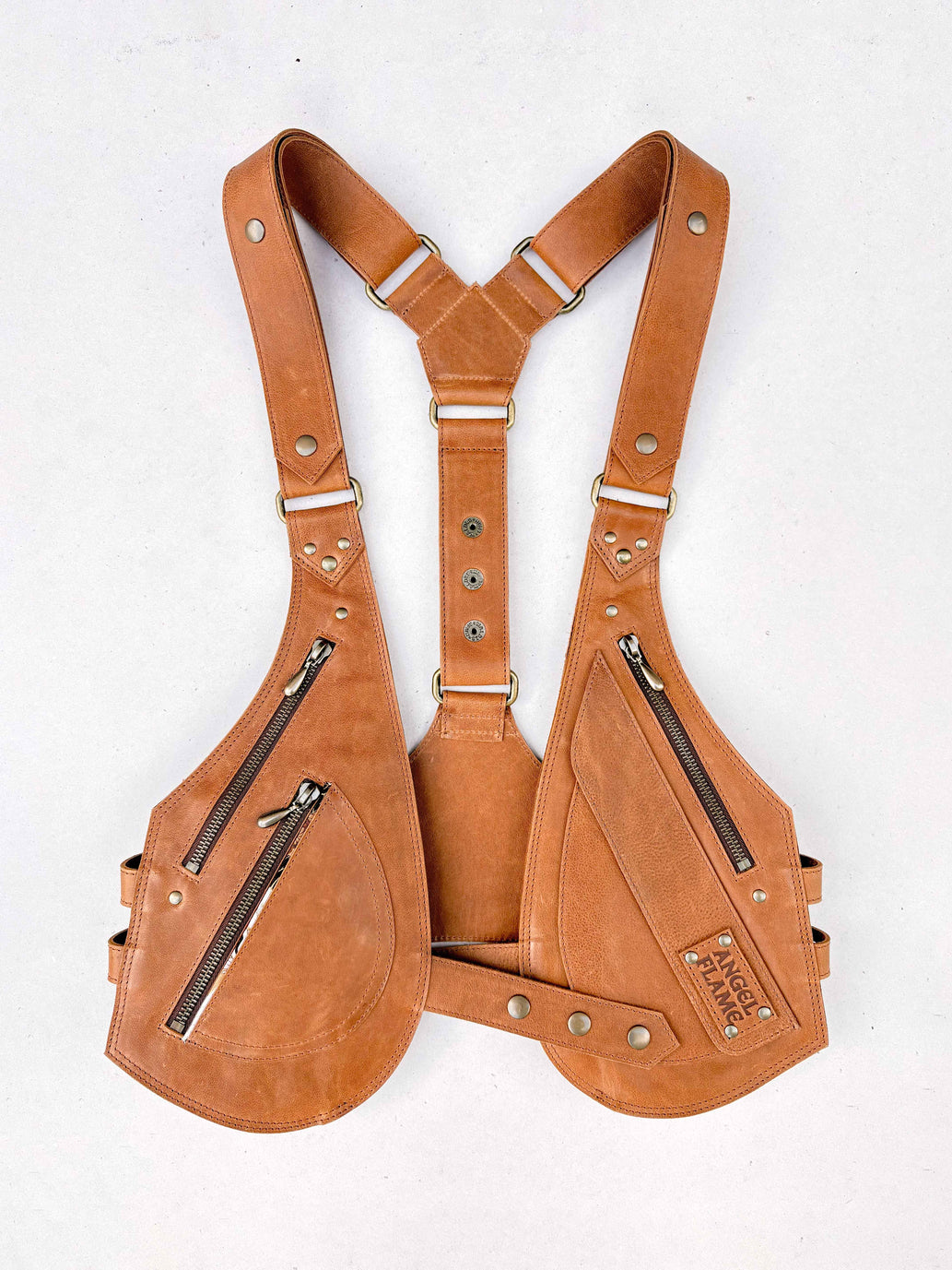 Terracota - BOLSO ARNÉS DE PIEL – Oro viejo