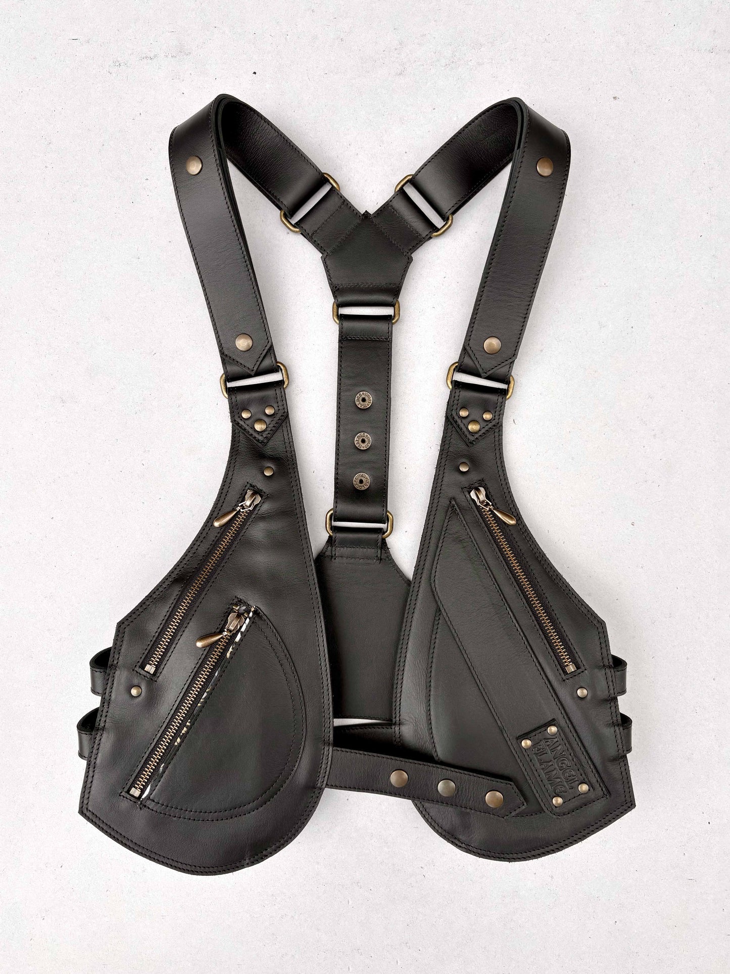 Obsidiana - BOLSO ARNÉS DE PIEL – Oro viejo