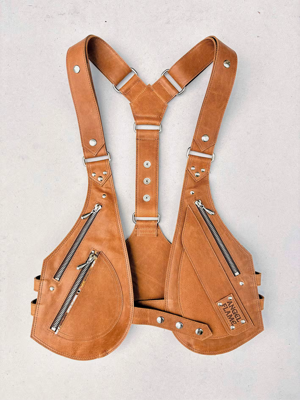 Terracota - BOLSO ARNÉS DE PIEL – Plata