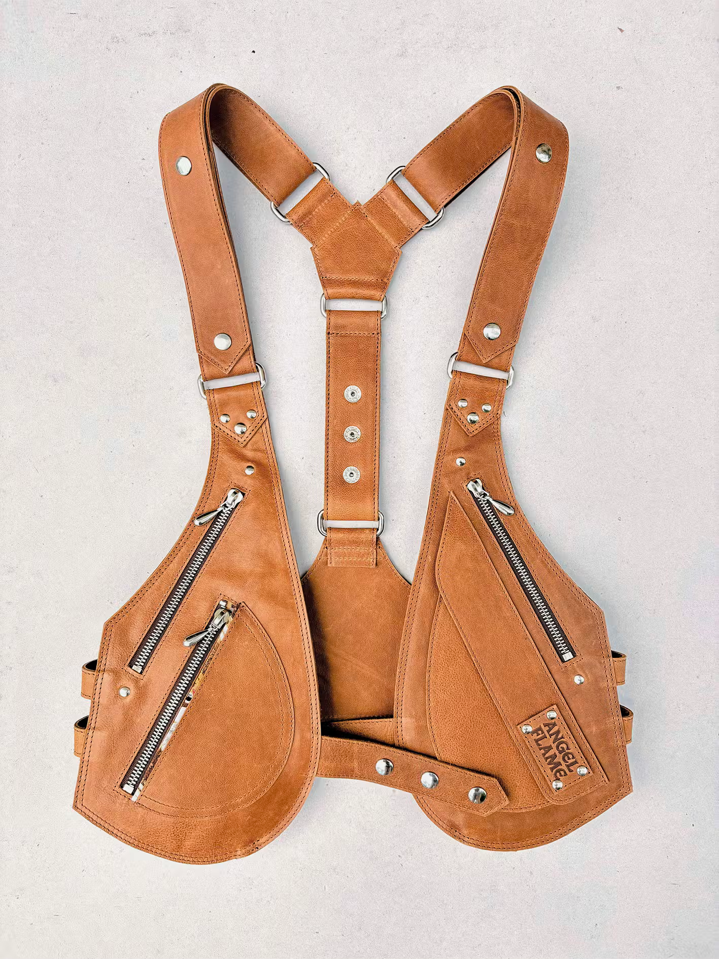 Terracota - BOLSO ARNÉS DE PIEL – Plata