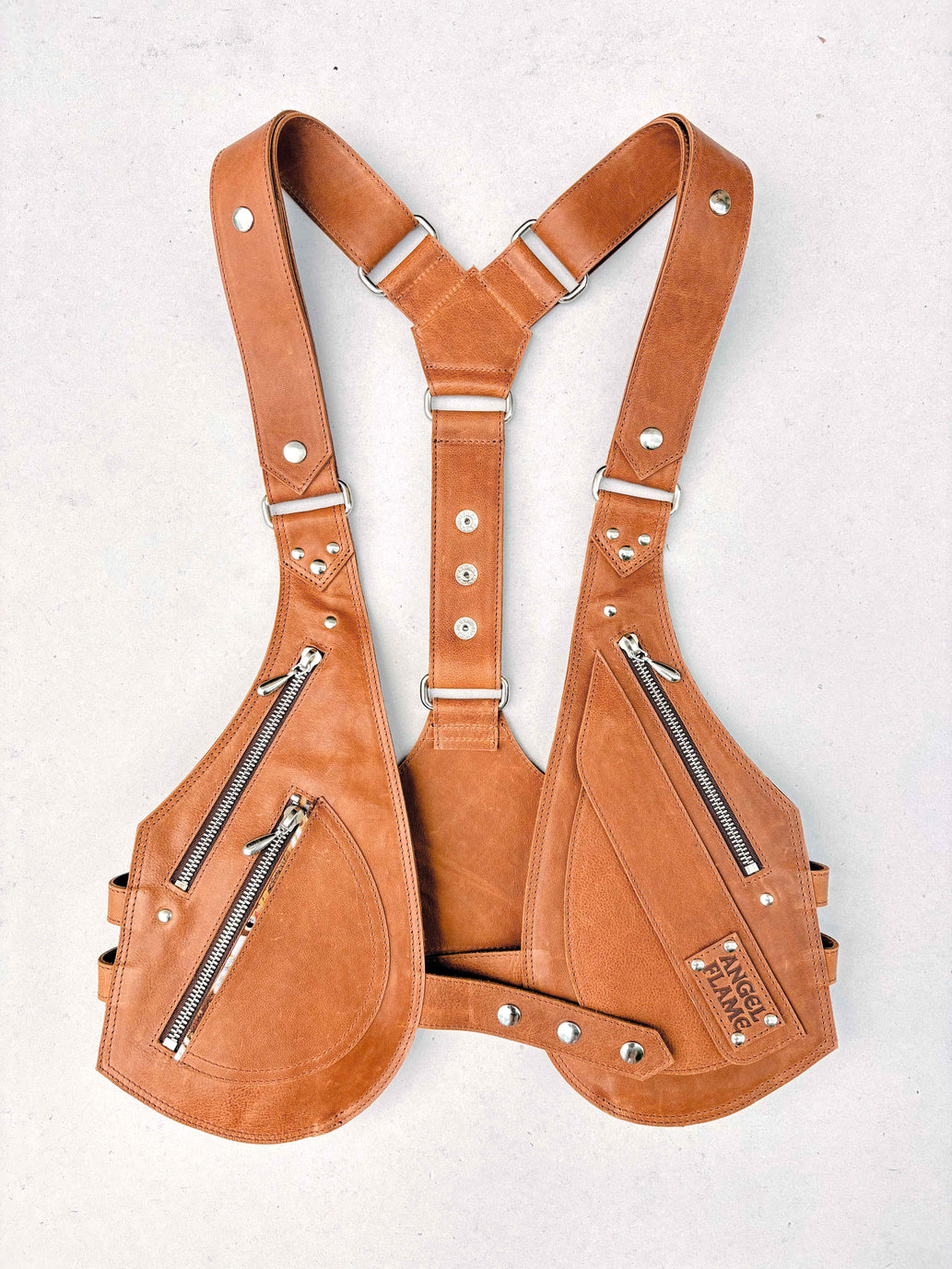 Terracota - BOLSO ARNÉS DE PIEL – Plata