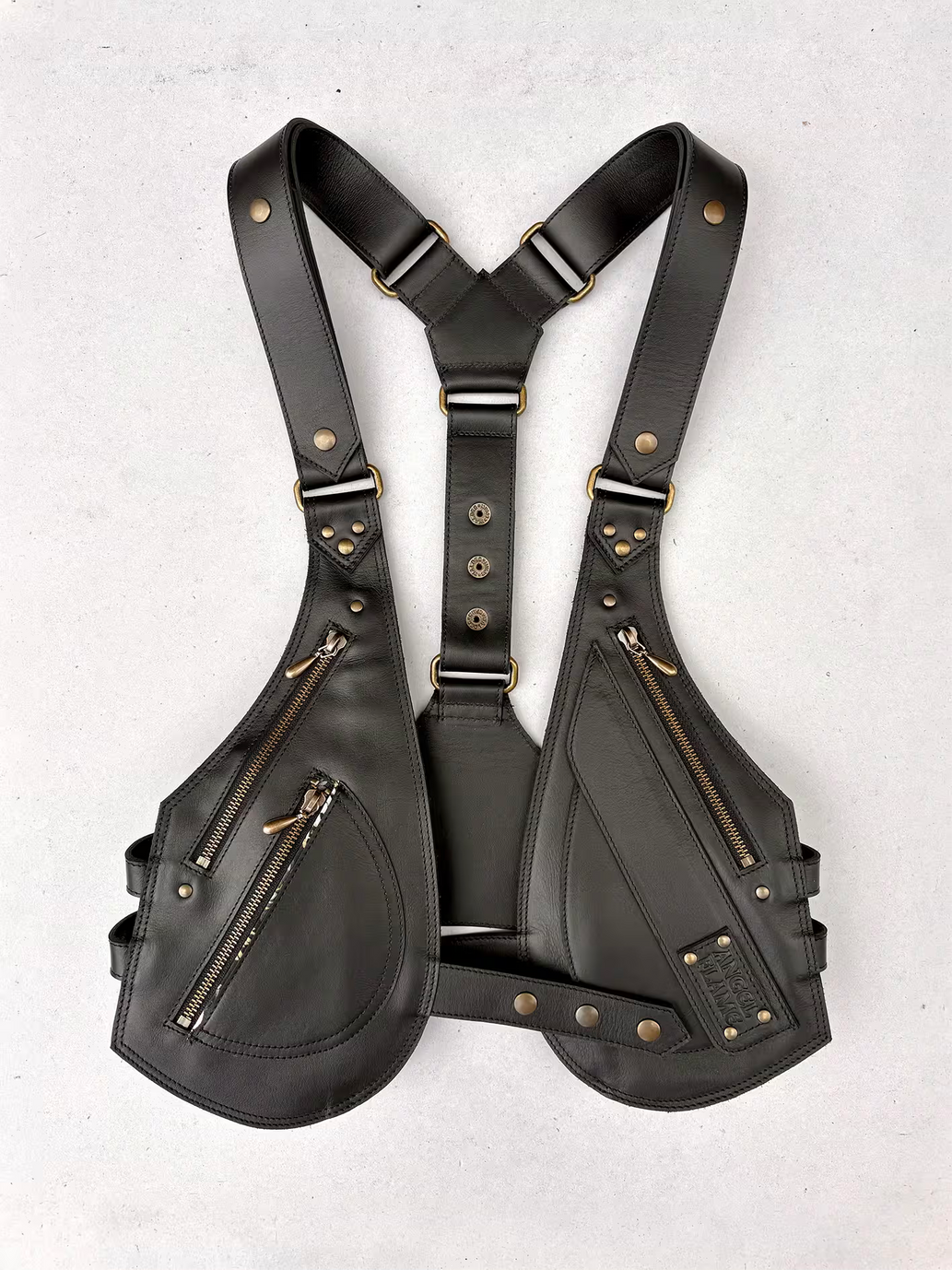 Obsidiana - BOLSO ARNÉS DE PIEL – Oro viejo