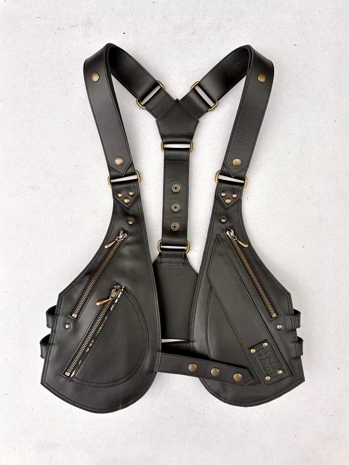 Obsidiana - BOLSO ARNÉS DE PIEL – Oro viejo