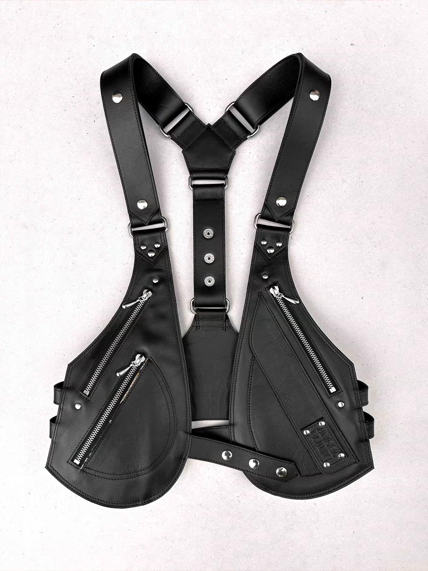 Obsidiana - BOLSO ARNÉS DE PIEL – Plata