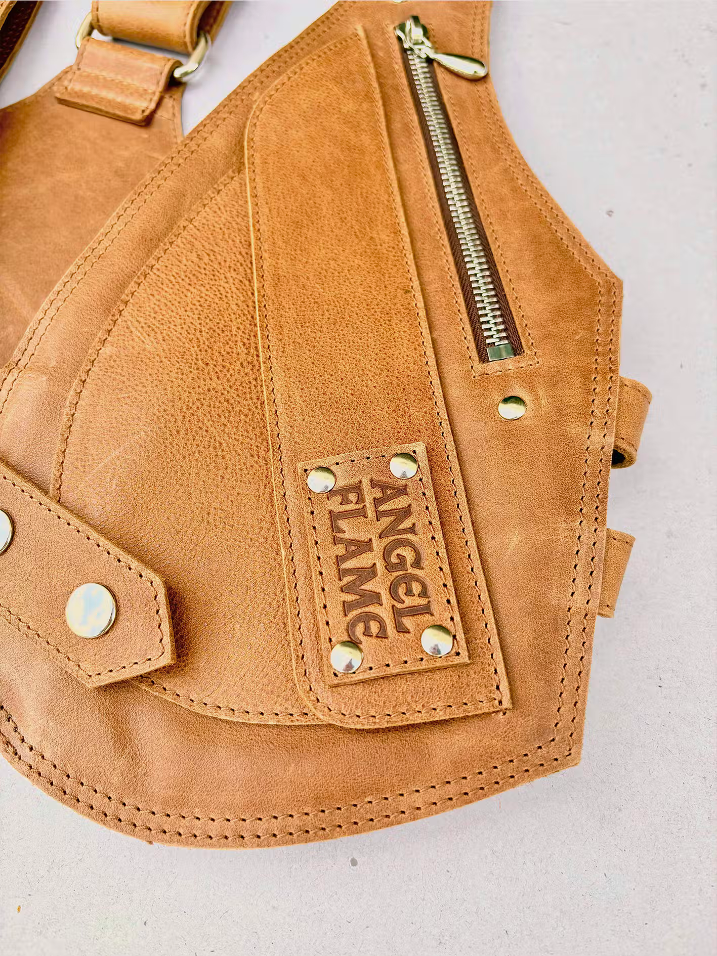 Terracota - BOLSO ARNÉS DE PIEL – Plata