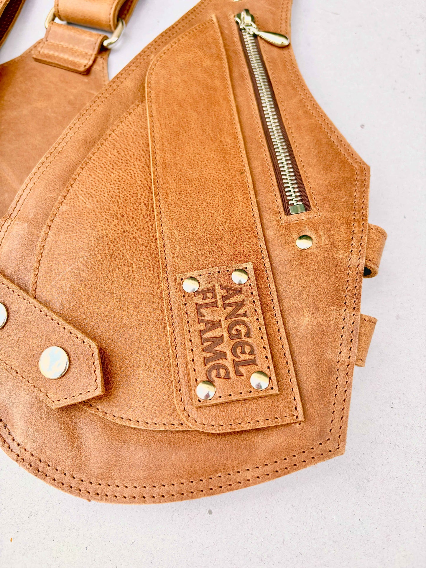 Terracota - BOLSO ARNÉS DE PIEL – Plata